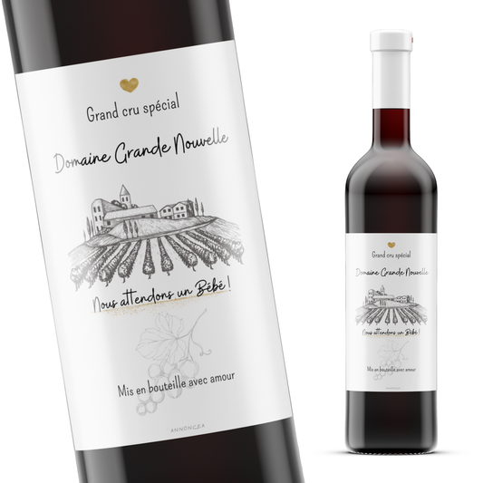 Domaine Grande Nouvelle - Etiquette bouteille vin annonce grossesse