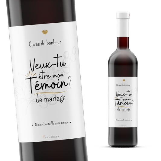 Etiquette bouteille vin demande temoin